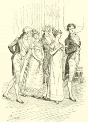 La fête de Netherfield entrant dans la salle de bal